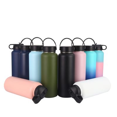 comprare OEM doppia parete sport bottiglia d'acqua in acciaio inossidabile con paglia 350/550/750/960/1200/1800ML leggera bottiglia d'acqua isolante per escursioni rimanere idratato tutto il giorno online manufacture