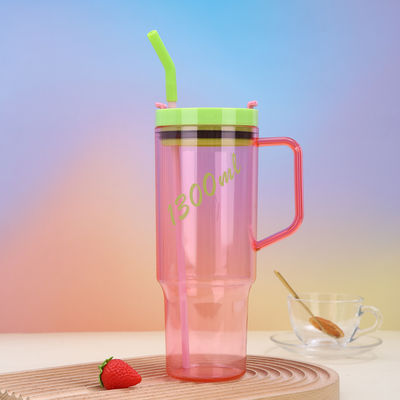 comprare Logo personalizzato 40 oz Bottiglia d'acqua di plastica con maniglia paglia 1200ml Bottiglie d'acqua di plastica riutilizzabili di grande capacità sicura con doppia parete sigillata online manufacture