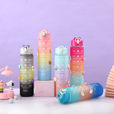comprare Leggera 550/750/1000ML Colore gradiente Bottiglia d'acqua di plastica motivazionale Set di 4 Bpa Bottiglia d'acqua di plastica portatile gratuita Set OEM ODM Servizio disponibile online manufacture