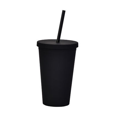 comprare Leggera personalizzazione personalizzata nero matto plastica Boba Coppa 16 oz di plastica Tumbler con coperchio e paglia doppio muro costruzione 100% BPA libero online manufacture