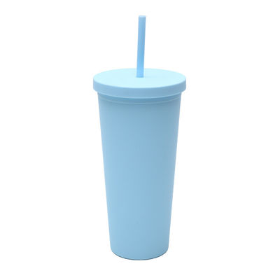comprare 710 ml di doppio muro di plastica a sfera riutilizzabile magro 24 oz di acrilico a sfera con coperchio e paglia per l' acqua caffè ghiacciato tè finitura morbida tocco online manufacture