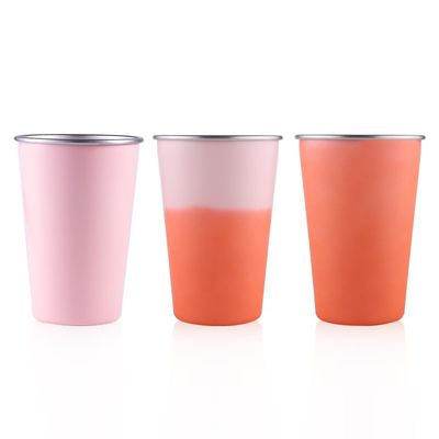 comprare Coppa in acciaio inossidabile a parete singola a prova di perdite a cambio colore isolato per il caffè ghiacciato con paglia facile da conservare per cena in famiglia o attività all'aperto online manufacture