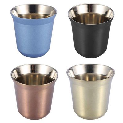 comprare Stampa personalizzata 80ml 160ml Tazza da caffè a doppia parete in acciaio inossidabile Viaggi Tazze da espresso in acciaio inossidabile Piccole dimensioni facili da tenere e pulire online manufacture