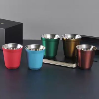 comprare Tazze da caffè in acciaio inossidabile da 80 ml 160 ml a misura Tazze da caffè in acciaio inossidabile italiane piccole Tazze da espresso a doppia parete Temperatura perfetta online manufacture