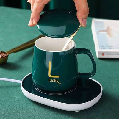 comprare Personalizzazione Stile Tazze Espresso in Ceramica da 420 ml Tazza di caffè in ceramica con coperchio e maniglia e base riscaldata 420 ml Disegni di colori personalizzabili alimentati da USB online manufacture