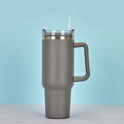 comprare 40 Oz Tumbler con manico e cannucce nero anti sudore in acciaio inossidabile isolante doppio muro Tumblers con coperchi e cannucce BPA-free online manufacture