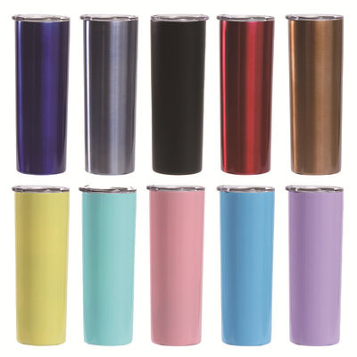 comprare 20 Oz Skinny Sublimation Blanks Stainless Steel Skinny Tumbler con coperchio e paglia Double Wall Vacuum Isolated Sublimation Tumblers online manufacture