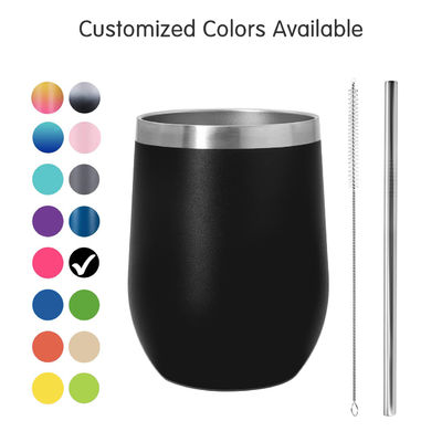 comprare Tazza di vino SS Isolata 12 oz Vetro di vino senza tiglio Con tappo a slitta E Coppa di viaggio di paglia di metallo Mantenere freddo per cocktail di caffè online manufacture