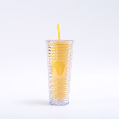 comprare Tumbler a stucco fai da te con coperchio e paglia Coppa di plastica acrilica riutilizzabile a doppia parete Tumbler di viaggio iridescente per caffè ghiacciato Acqua fredda Smoothie a prova di fuoriuscita online manufacture