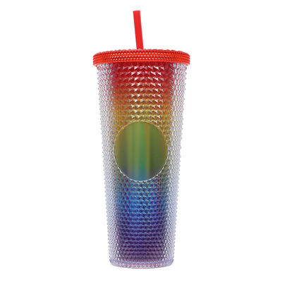 comprare Tumbler con paglia con tappi e cannucce Tumbler rosa con paglia Tazza di plastica senza BPA per caffè gelato Bevande fredde o acqua online manufacture