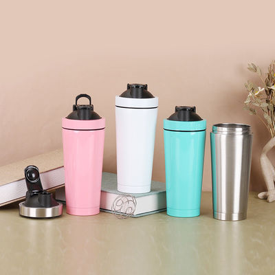 comprare Shaker portatile in acciaio inossidabile doppia sezione metallo proteina Shaker bottiglia con scala per palestra online manufacture