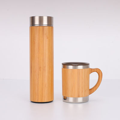 comprare 500ml Custom Logo Bamboo Fibre Bottiglia da bere in legno con filtro Tazza di vuoto Bottiglie d'acqua con coperchio di bambù Infusore di tè online manufacture