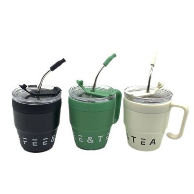 comprare Tazza da caffè con maniglia e coperchio di paglia 480ml Tazza da viaggio Tazza d'acqua Tazza di latte Tazza di acciaio inossidabile Materiale adatto per bevande Tazza di paglia online manufacture