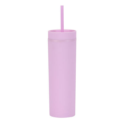 comprare 16oz di plastica con coperchio e paglia 4 pacchetti isolati a doppia parete BPA gratuito matta Acrilico riutilizzabile online manufacture