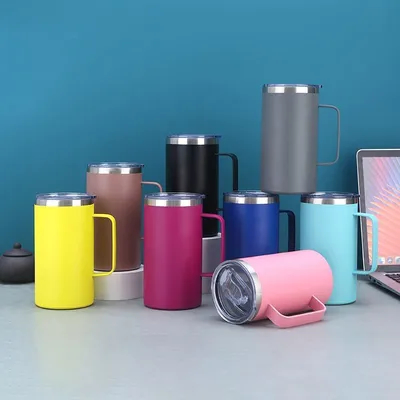 comprare Tazza di birra in acciaio inossidabile a doppia parete con maniglia e coperchio facile da tenere Opzioni di colori multipli fabbricazione online