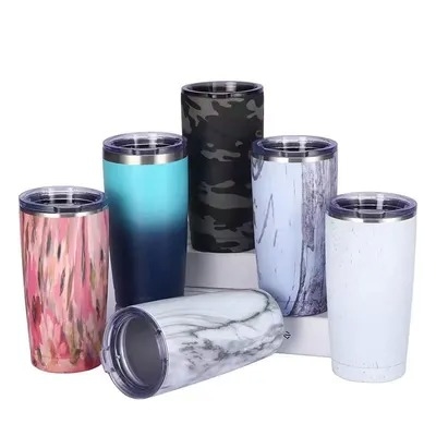 comprare Squisito design in acciaio inossidabile 20 oz Tumbler in grandi quantità con coperchio e paglia in polvere colorata rivestita di vino Tumbler a doppia parete vuoto isolato facile da pulire fabbricazione online