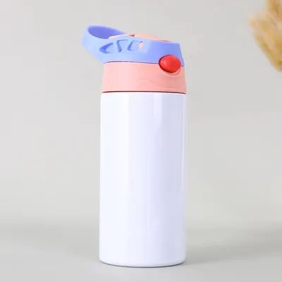 comprare Bambini Sublimazione Tumbler con coperchio e paglia 12 oz Bambini Sublimazione Acqua Bottiglie Acciaio inossidabile Tazze Sublimazione per fai da te Isolato Tumbler Calore Stampa fabbricazione online