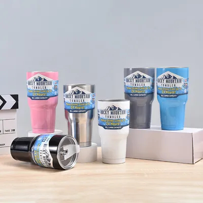 comprare 30 Oz Tumbler con coperchi e paglia Doppia parete Isolata in acciaio inossidabile a prova di perdite Caffè termico Tumbler Tazza di viaggio per bevande fredde e calde Tazza di viaggio argento fabbricazione online