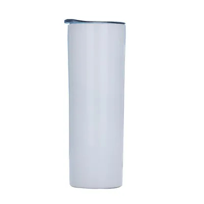 comprare Sublimazione in bianco 20 Oz Straight Skinny Tumbler con paglia di acciaio inossidabile Double Wall Insulated Tumbler fabbricazione online