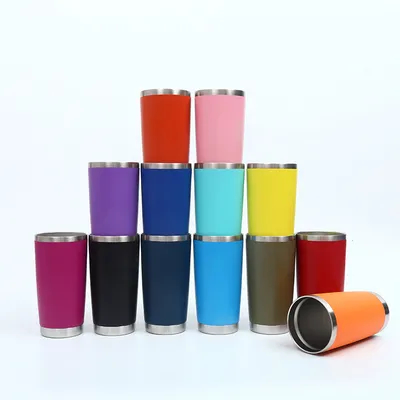 comprare Tazza di caffè da viaggio 20 oz isolato tazza con coperchio di acciaio inossidabile Tazza per bevande calde e fredde Polvere rivestita di giallo fabbricazione online