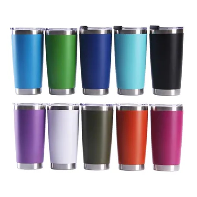 comprare Ingrosso 20oz doppio muro vuoto isolante Tumbler in acciaio inossidabile auto viaggio tazze da caffè con coperchio fabbricazione online