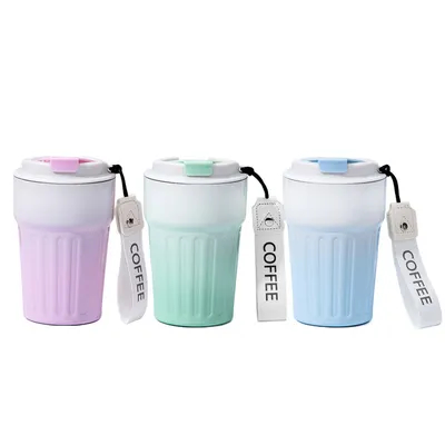 comprare 16 Oz Tazza da caffè da viaggio a prova di fuoriuscita Tazza di caffè in acciaio inossidabile isolato con coperchio e silicone mare, doppio muro aspirapolvere da caffè da viaggio, portatavola amichevole termo-lilac riutilizzabile fabbricazione online