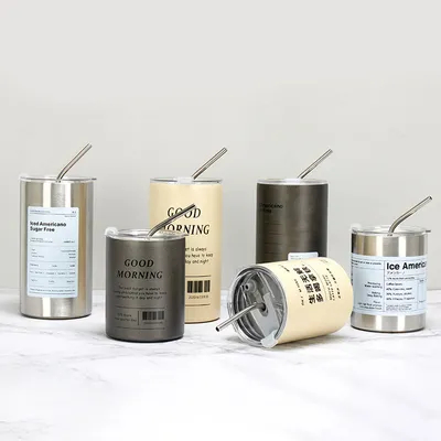 comprare Vendita calda Campeggio Oem Estetica Viaggio Tazza da caffè Acciaio inossidabile Tazza Termo con paglia fabbricazione online