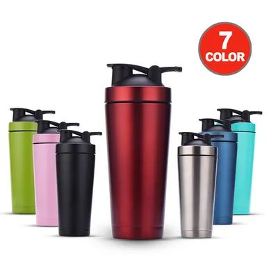 comprare Bottiglia Shaker per miscele di proteine 27 oz con deposito per polvere bottiglia Shaker in acciaio inossidabile con filo di ferro fischio BPA prova di perdite fabbricazione online