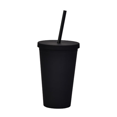 comprare Leggera personalizzazione personalizzata nero matto plastica Boba Coppa 16 oz di plastica Tumbler con coperchio e paglia doppio muro costruzione 100% BPA libero online manufacture