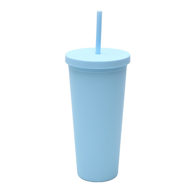 comprare 710 ml di doppio muro di plastica a sfera riutilizzabile magro 24 oz di acrilico a sfera con coperchio e paglia per l' acqua caffè ghiacciato tè finitura morbida tocco online manufacture