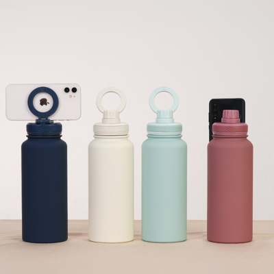 comprare New Cross-border Mobile Phone Magnetic Stand Water Cup Outdoor Large-capacity 1L Insulated Cup Stainless Steel Sports Water Bottle fabbricazione online