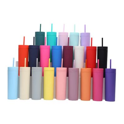 comprare Il nuovo bicchiere di plastica a doppio strato, moderno e semplice, è un bicchiere universale e portatile da 16 oz. fabbricazione online