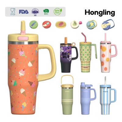 comprare Tazza da auto personalizzata Amazon Cross-border da 30oz/40oz/50oz, tazza di ghiaccio con manico e cannuccia, isolata, per auto, di grande capacità fabbricazione online