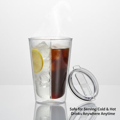 comprare Bicchiere in plastica a doppia parete da 15 once, materiale senza BPA, sicuro per servire bevande calde e fredde ovunque e in qualsiasi momento fabbricazione online