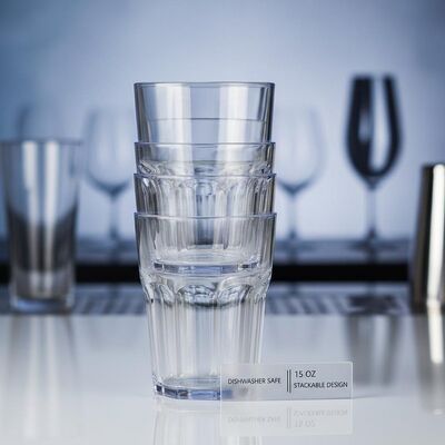 comprare Lavatrice di piatti e vasche di plastica sicura Tumbler 15 oz Capacità Disegno impilabile adatto per bar Eventi e industria dell'ospitalità fabbricazione online