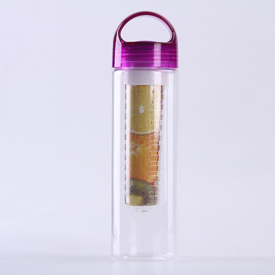 Bottiglia d'acqua impermeabile 700ml 800ml Stampa personalizzata senza BPA Isolato per infusione di frutta Bottiglia d'acqua 32 oz Perfetta per viaggi all'aperto Facile da pulire e assemblare