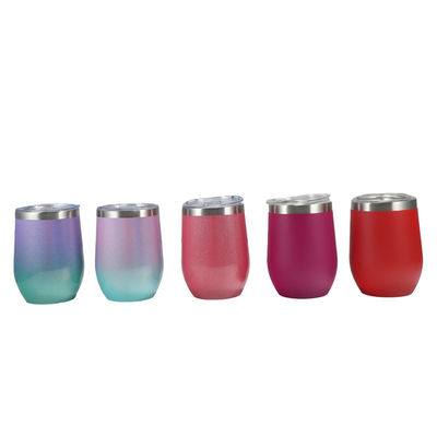 12 OZ Acciaio inossidabile Tazza da vino con coperchio Tazza da vino in vetro Tazza da vino a doppia parete Tazza da viaggio a vuoto isolato Tazza da vino per cocktail di caffè
