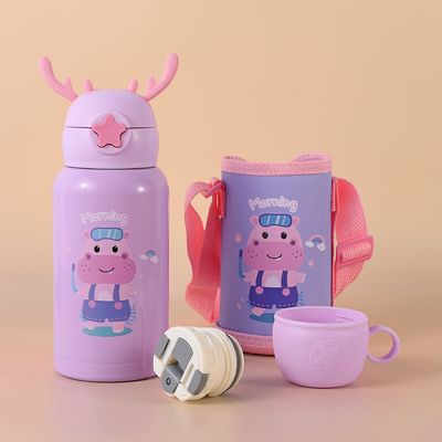 Delizie quotidiane Acciaio inossidabile Isolata bottiglia d'acqua con tazza, paglia e borsa 500ml