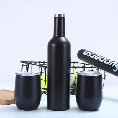 Acciaio inossidabile 2 pacchetti di 12 oz e 1 bottiglia di vino isolato - coppe di vino isolanti a vuoto a doppia parete con coperchi e cannucce