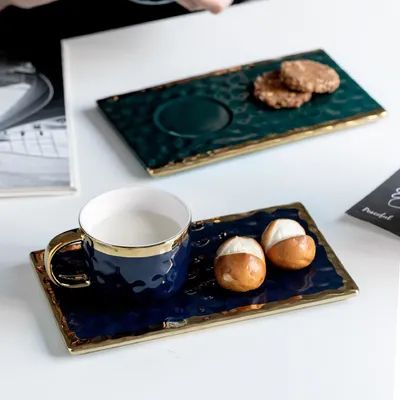 Elegante sofisticato estetico stile nordico tazza di caffè in ceramica di lusso con piatto