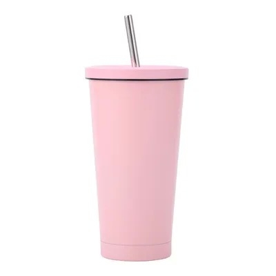 Tumbler isolato con coperchio e paglia, in acciaio inossidabile, a vuoto, a freddo per 24 ore, 100% impermeabile, si inserisce nel porta bicchieri.
