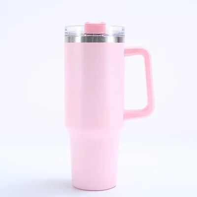 40 oz Tumbler in acciaio inossidabile con maniglia e paglia Riutilizzabile Isolato Tumbler Tazza di viaggio Mantenere le bevande fredde Per il marito Regali ufficio di viaggio