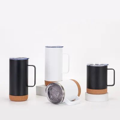 Proof of Leak 480ML Straight Custom Vacuum Insulated Tumbler Dishwasher Safe Stainless Steel Coffee Mug With Handle Cork Bottom Travel Mug Dimensioni universali