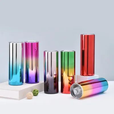 600ml Red Metallic Beverage Ware Custom 20 oz Stainless Steel Tumbler Skinny Sublimation Wine Tumblers Executive Mirror Chrome Water Mug Corpo retto