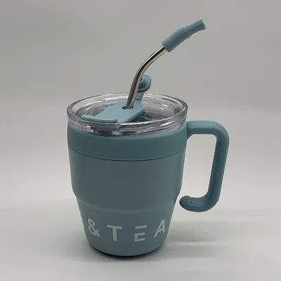 Tazza di caffè in acciaio inossidabile con tappo di paglia Tazza termica per bevande calde e fredde Acqua tè latte ufficio bottiglia portatile esterna