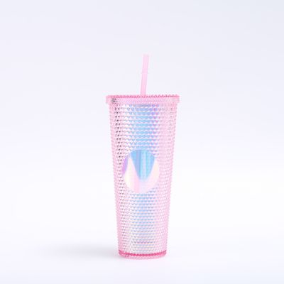 Tumbler di plastica a doppia parete con tappo con paglia per la personalizzazione fai da te Caffè ghiacciato Acqua senza BPA