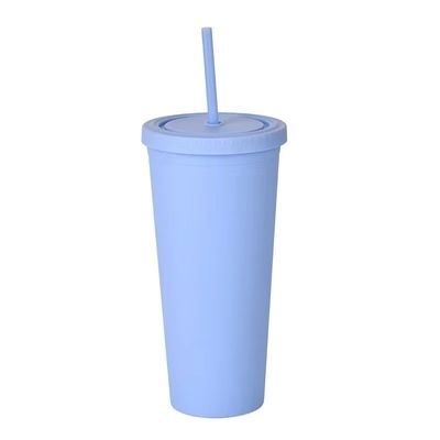 Colorato 450/650ml Candy Color doppio isolante di plastica Tumblers Acrilico Matte Tumbler con paglia vuoto sigillato Isolamento a prova di schizzi Design