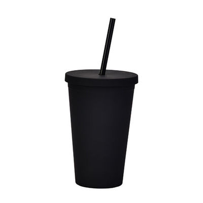 Leggera personalizzazione personalizzata nero matto plastica Boba Coppa 16 oz di plastica Tumbler con coperchio e paglia doppio muro costruzione 100% BPA libero