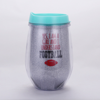 300ml Coppa di plastica a doppio strato a forma di uovo con paglia a forma di U