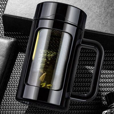 Multipurpose Office Business Gift Bottiglia d'acqua in vetro portatile con maniglia Bottiglia di vetro con filtro da tè Disegno e funzionalità unici di separazione del tè